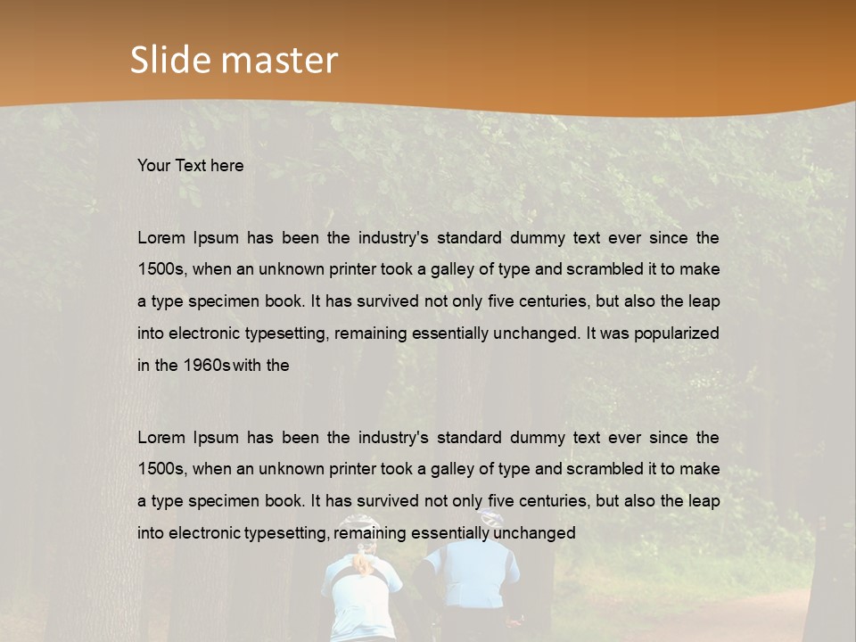 Two Bikers In The Oak Alley PowerPoint Template