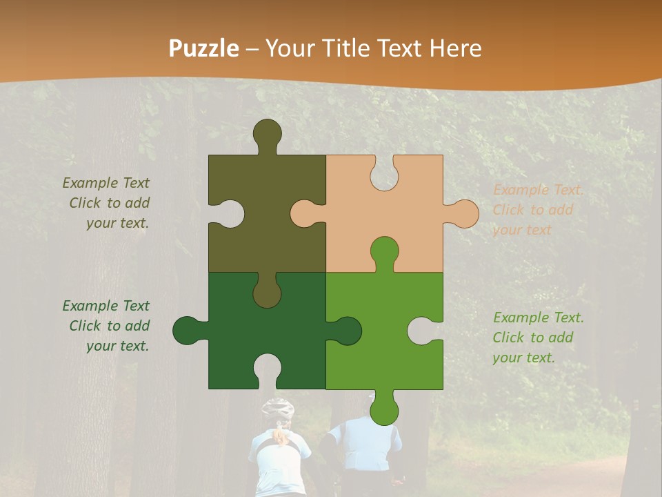 Two Bikers In The Oak Alley PowerPoint Template