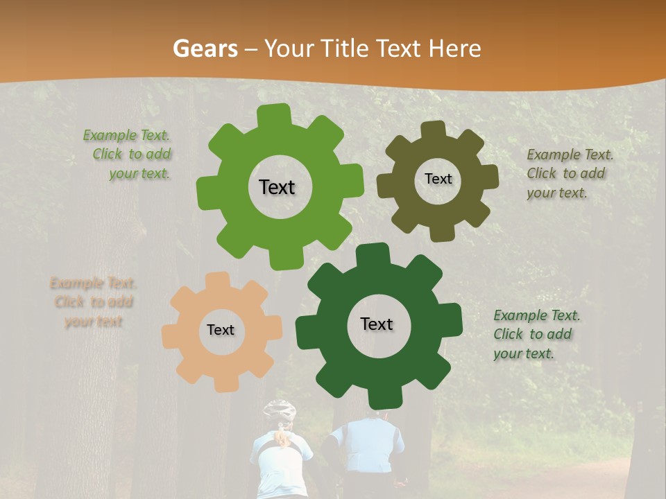 Two Bikers In The Oak Alley PowerPoint Template