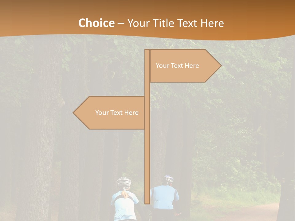 Two Bikers In The Oak Alley PowerPoint Template