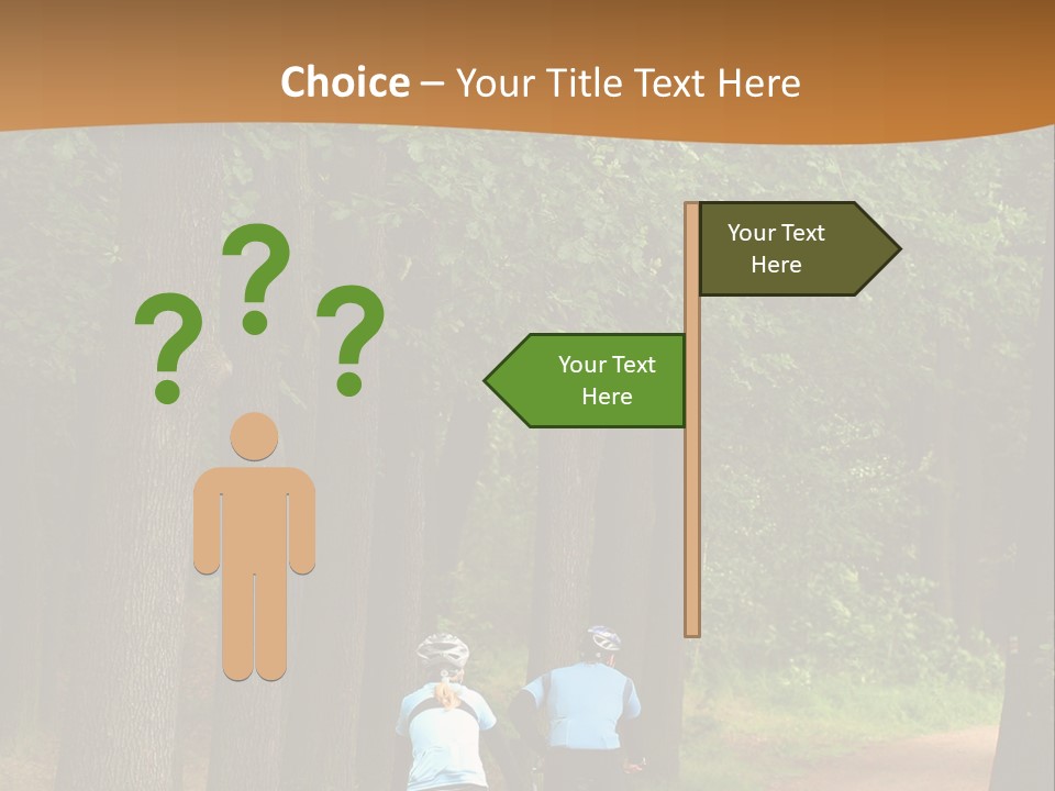 Two Bikers In The Oak Alley PowerPoint Template