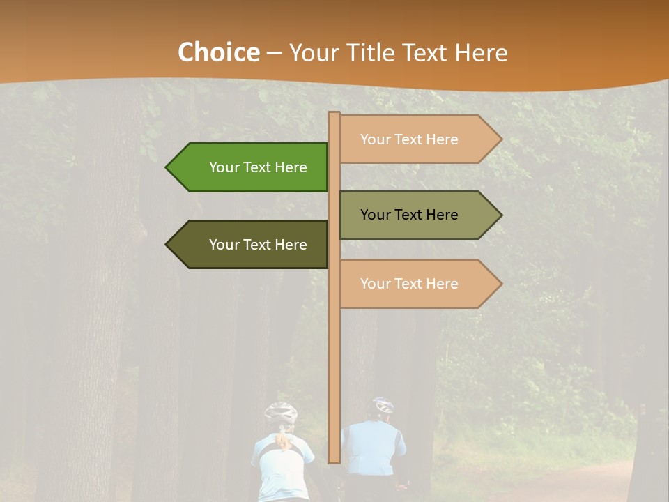 Two Bikers In The Oak Alley PowerPoint Template