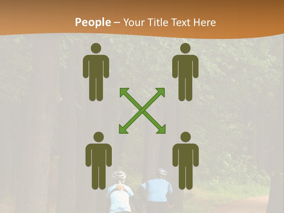 Two Bikers In The Oak Alley PowerPoint Template