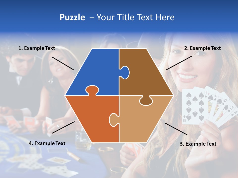 Poker Players Sitting Around A Table At A Casino PowerPoint Template