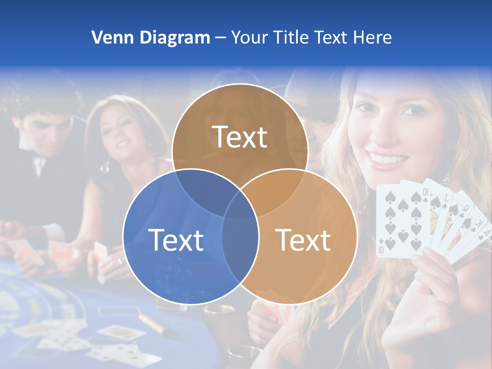 Poker Players Sitting Around A Table At A Casino PowerPoint Template