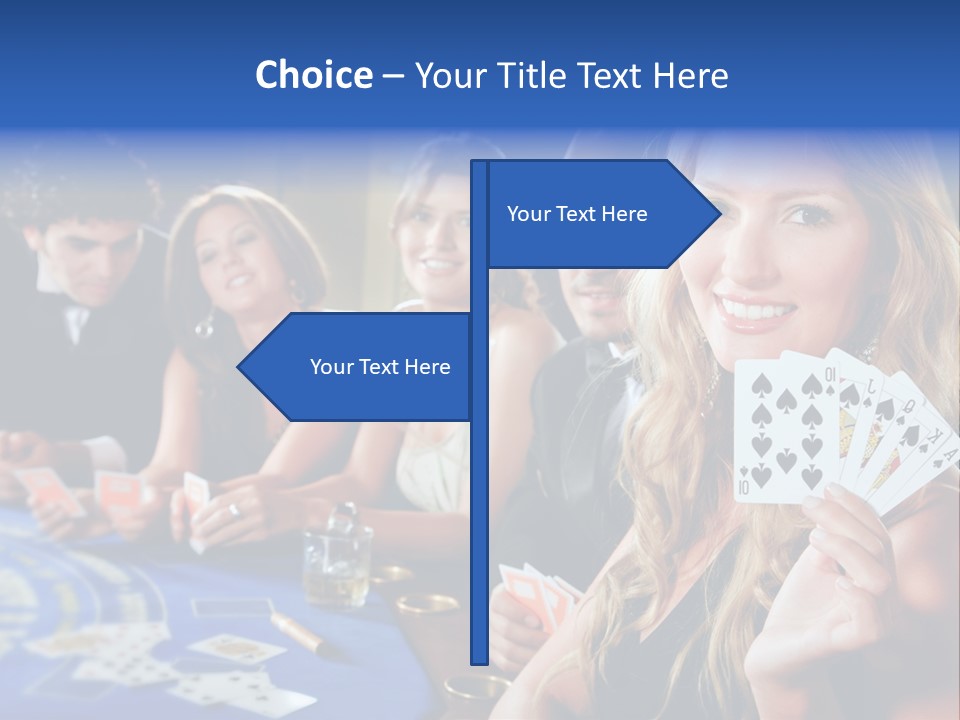 Poker Players Sitting Around A Table At A Casino PowerPoint Template