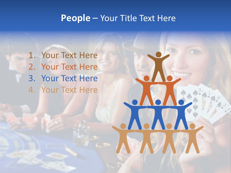 Poker Players Sitting Around A Table At A Casino PowerPoint Template