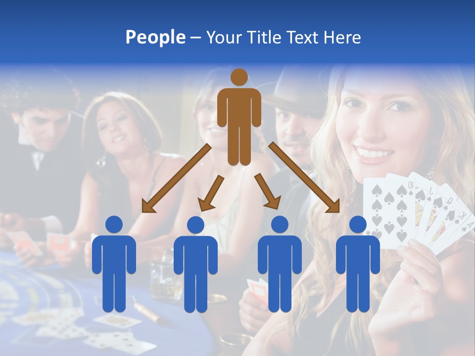 Poker Players Sitting Around A Table At A Casino PowerPoint Template