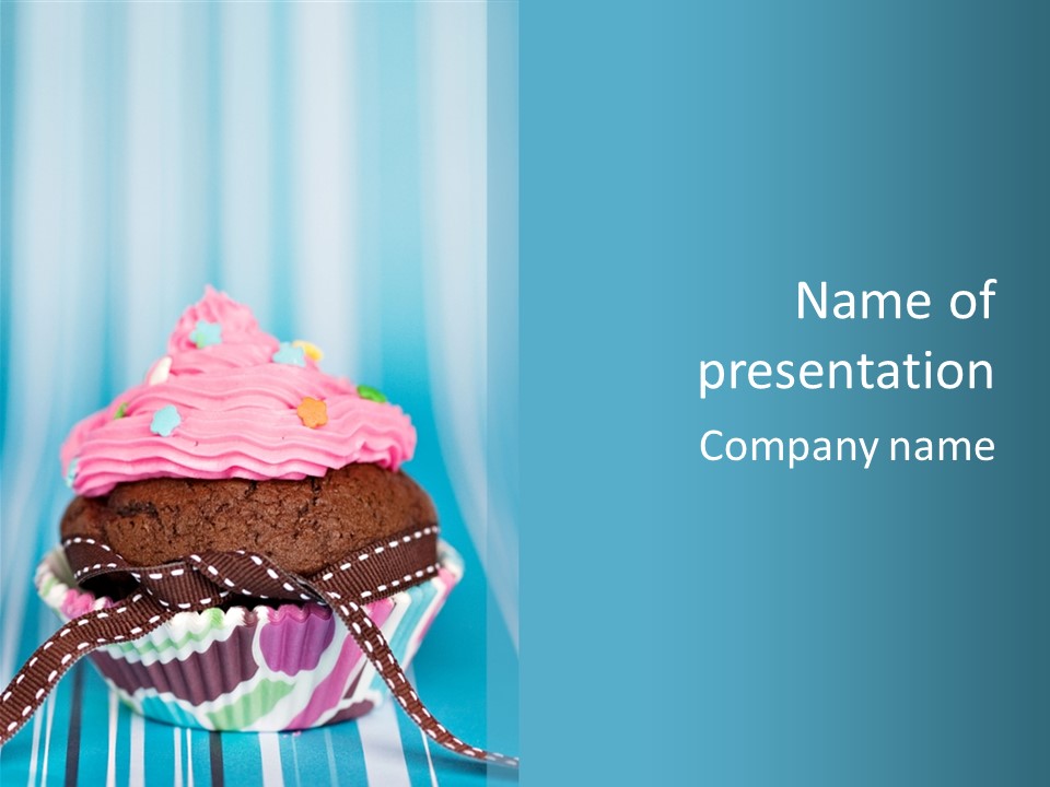 Colorful Cupcake With Ribbons. PowerPoint Template