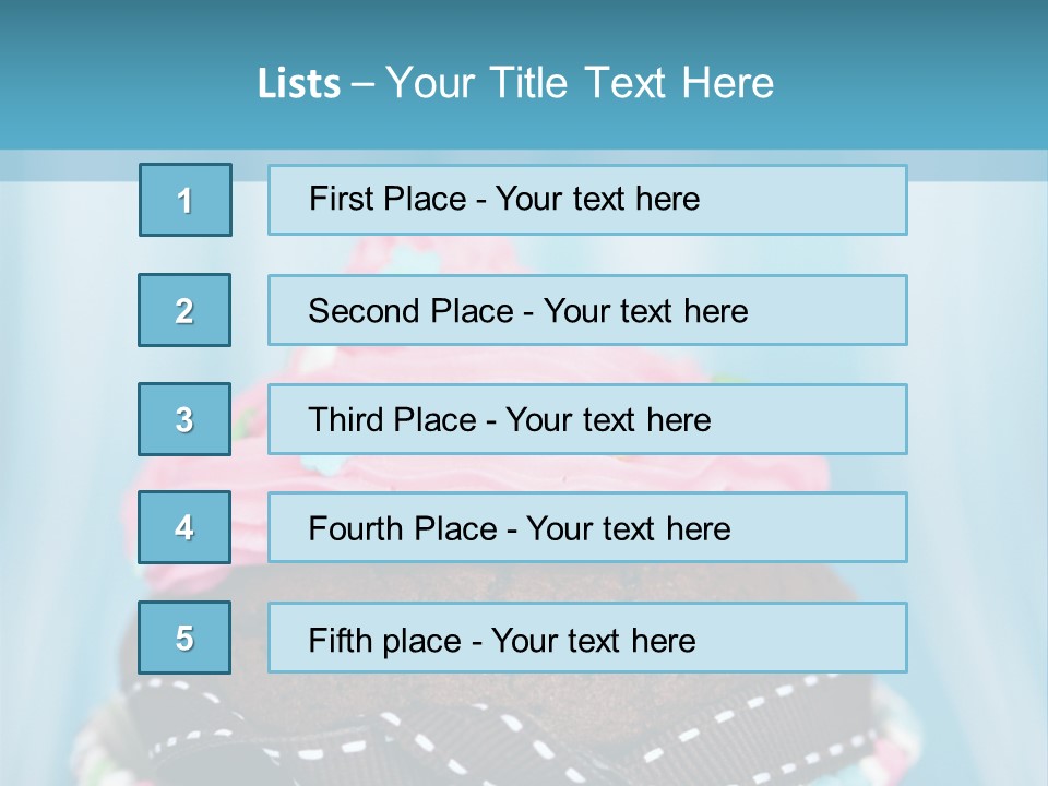 Colorful Cupcake With Ribbons. PowerPoint Template