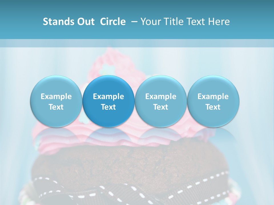 Colorful Cupcake With Ribbons. PowerPoint Template