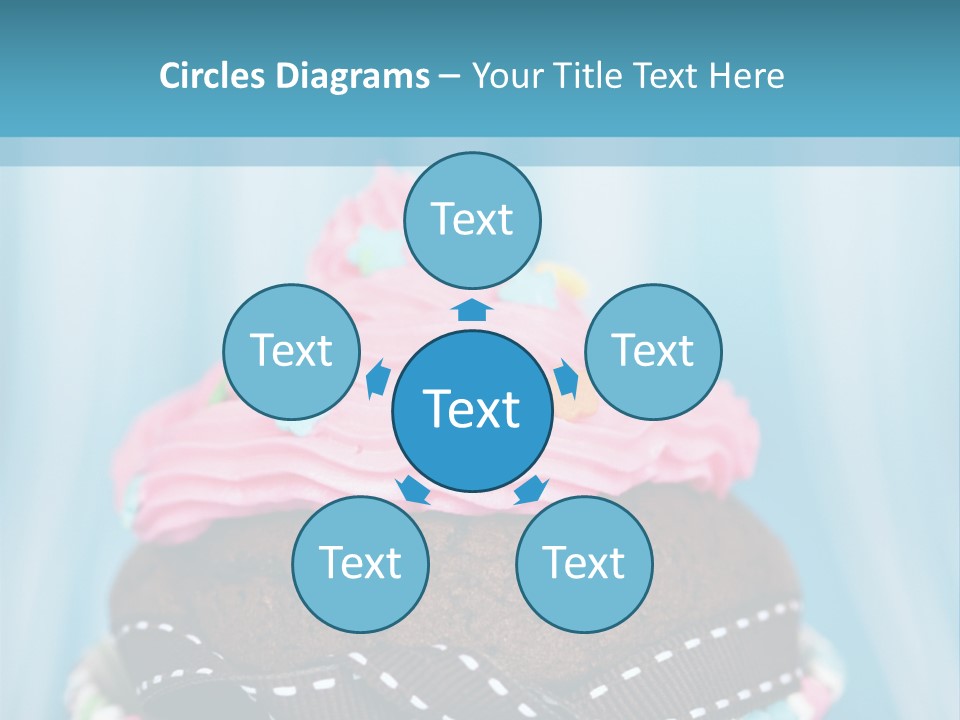 Colorful Cupcake With Ribbons. PowerPoint Template