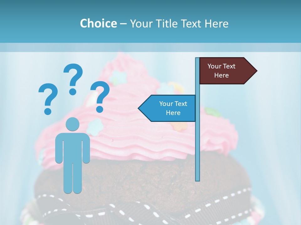 Colorful Cupcake With Ribbons. PowerPoint Template