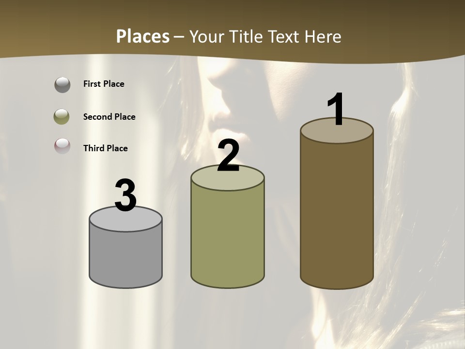 Young Woman Looking Out Of Window PowerPoint Template