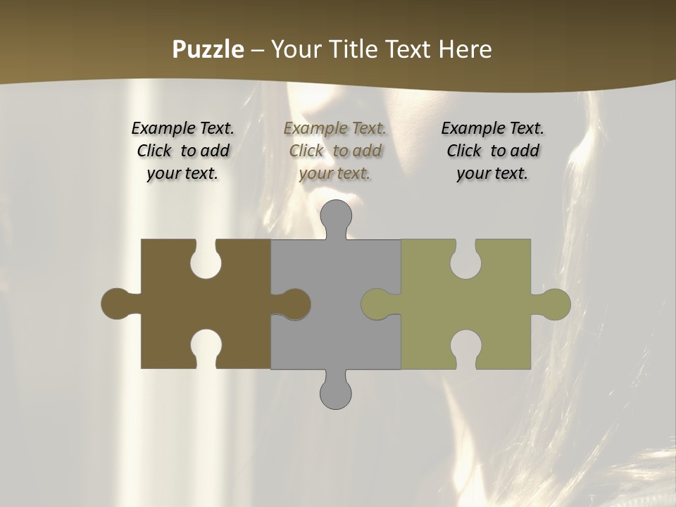 Young Woman Looking Out Of Window PowerPoint Template