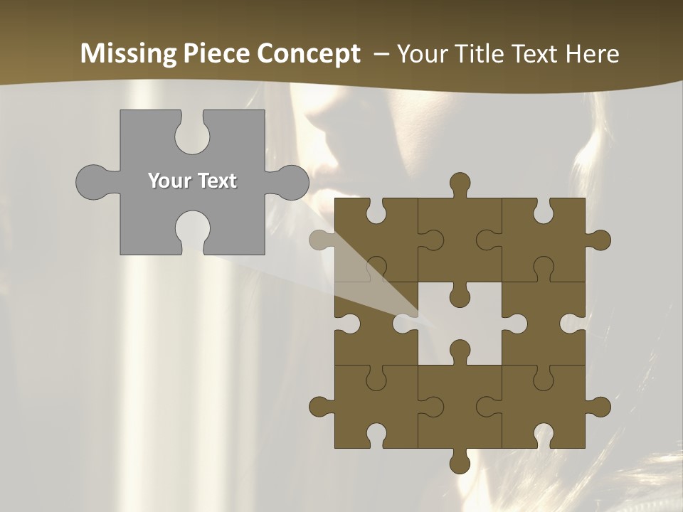 Young Woman Looking Out Of Window PowerPoint Template