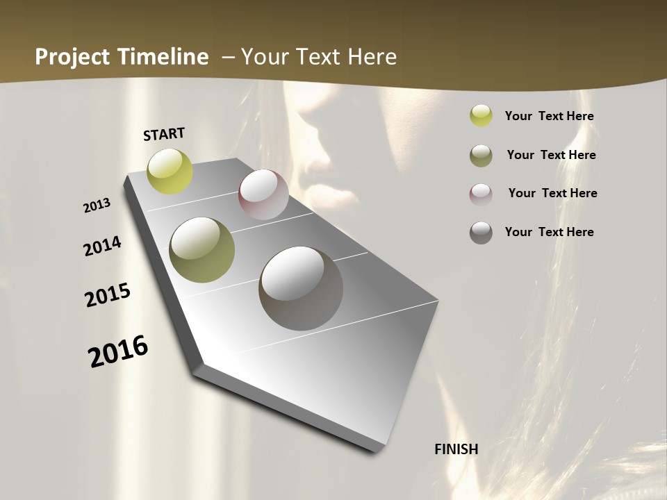 Young Woman Looking Out Of Window PowerPoint Template