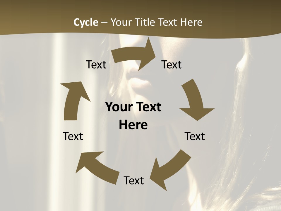 Young Woman Looking Out Of Window PowerPoint Template