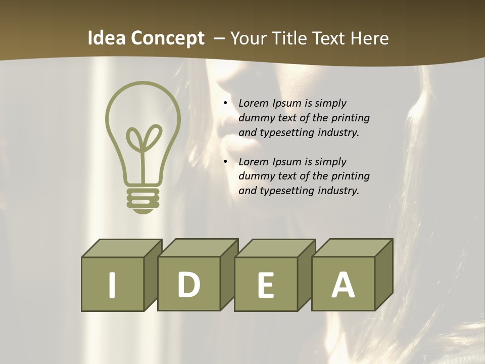 Young Woman Looking Out Of Window PowerPoint Template