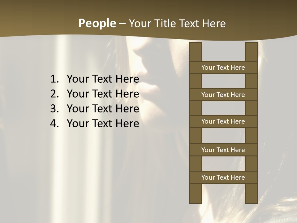 Young Woman Looking Out Of Window PowerPoint Template