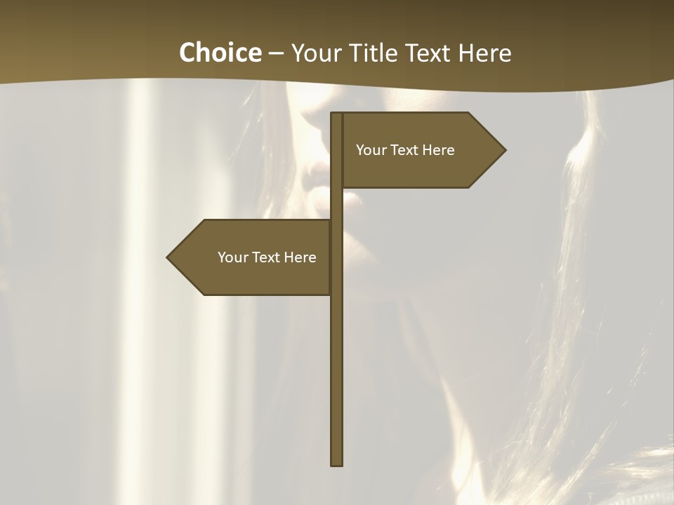 Young Woman Looking Out Of Window PowerPoint Template