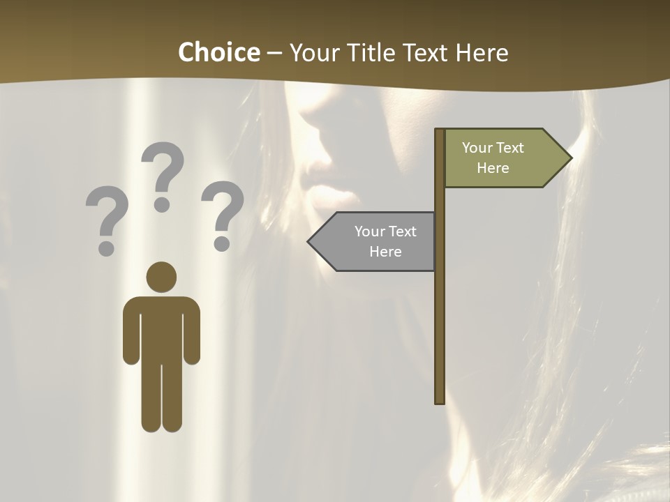 Young Woman Looking Out Of Window PowerPoint Template