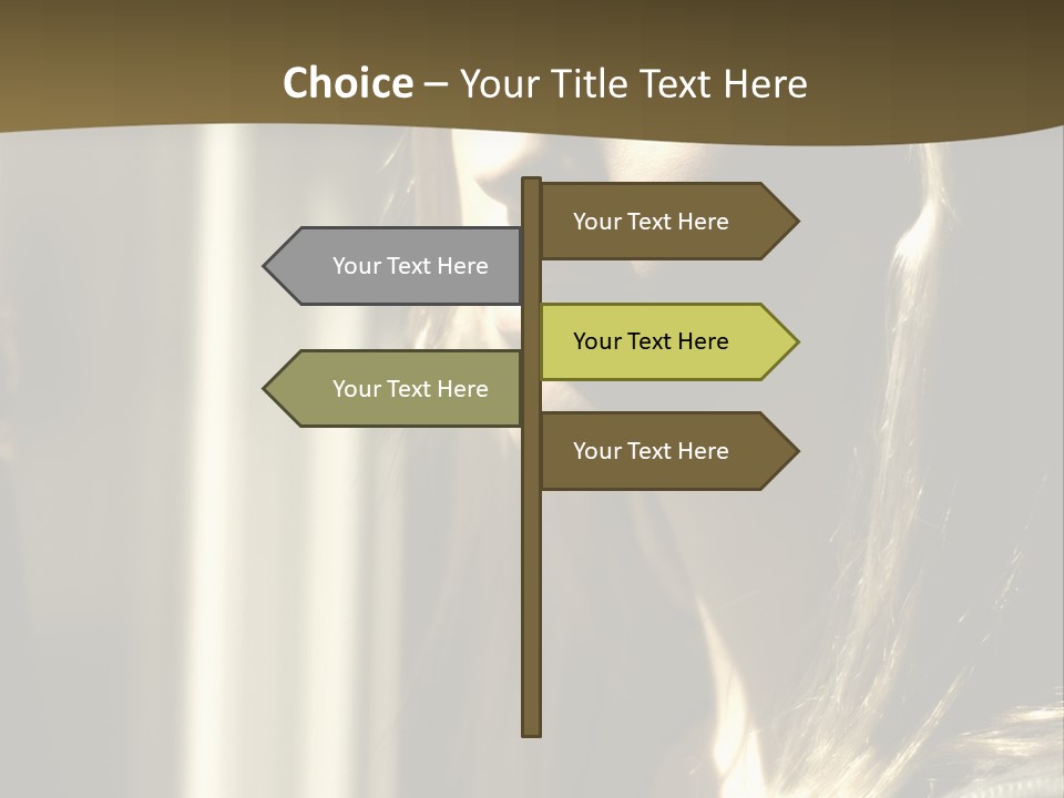 Young Woman Looking Out Of Window PowerPoint Template
