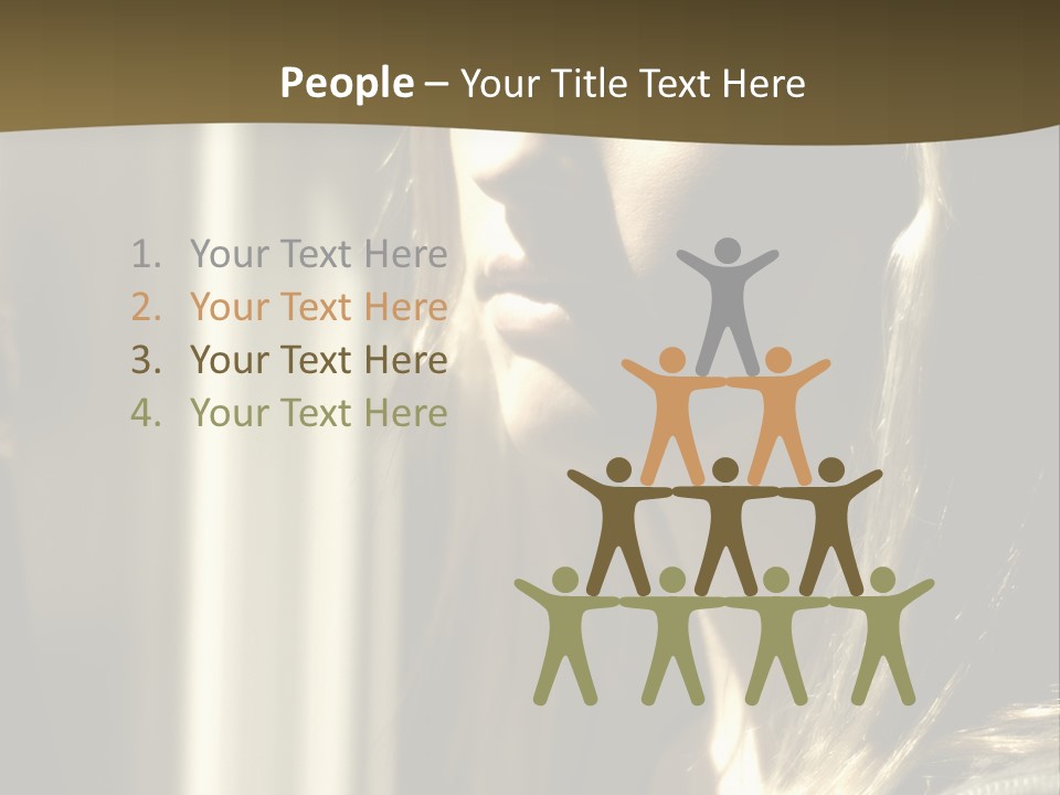 Young Woman Looking Out Of Window PowerPoint Template