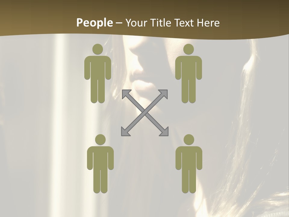 Young Woman Looking Out Of Window PowerPoint Template