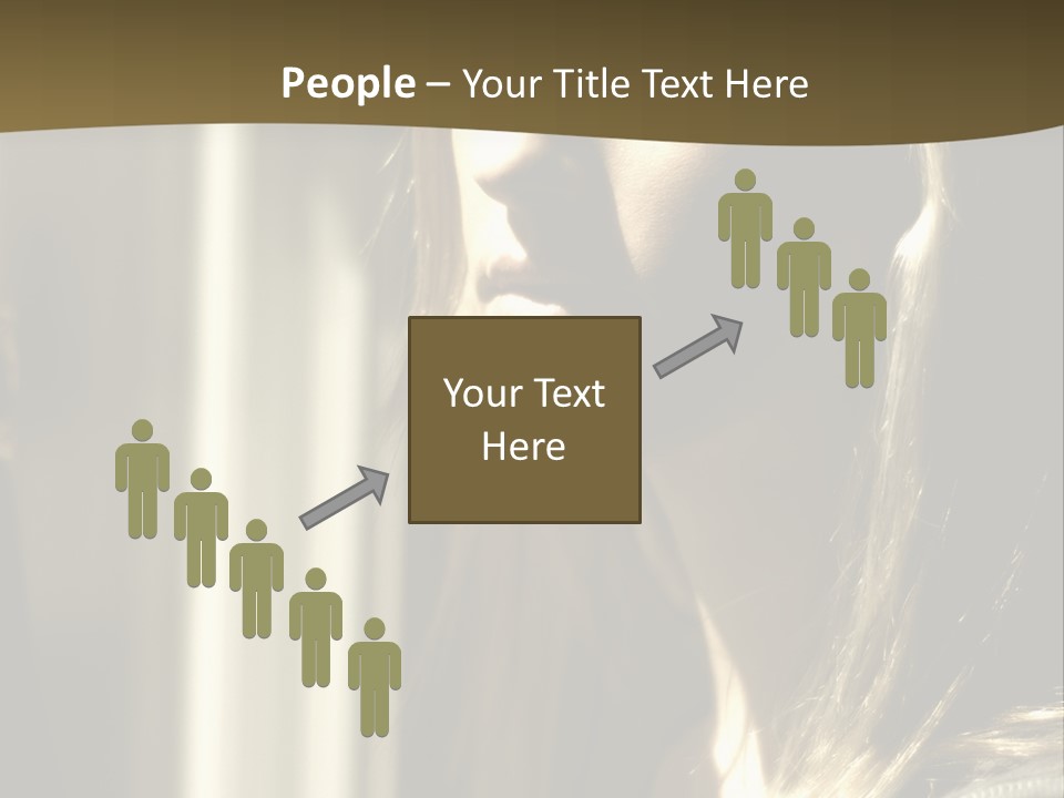 Young Woman Looking Out Of Window PowerPoint Template