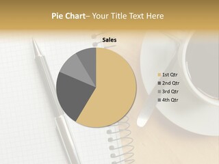 Pen, Notebook And Cup Of Coffee On The Desk PowerPoint Template