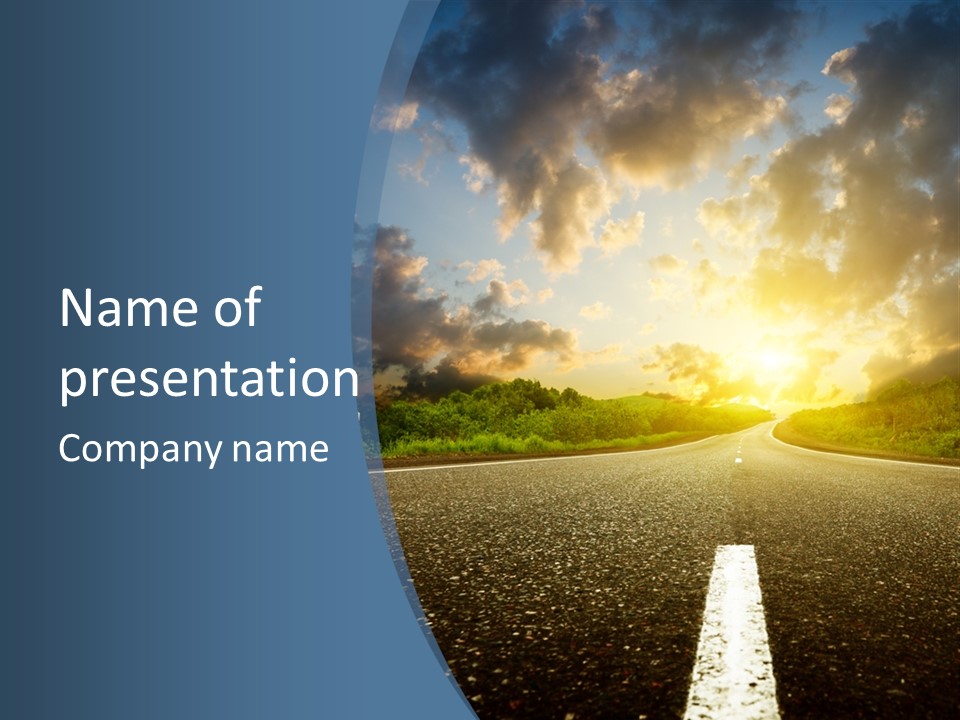 Sunset And Road PowerPoint Template