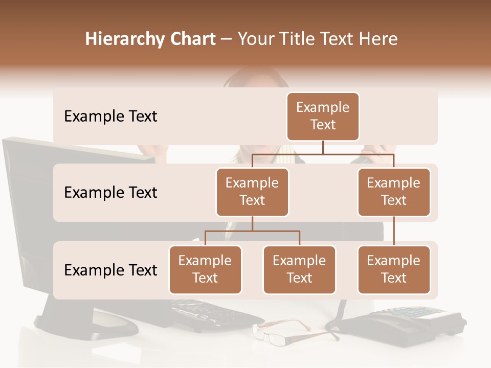 Attractive Female Businesswoman In The Office, Work Overload. Studio Shot. PowerPoint Template