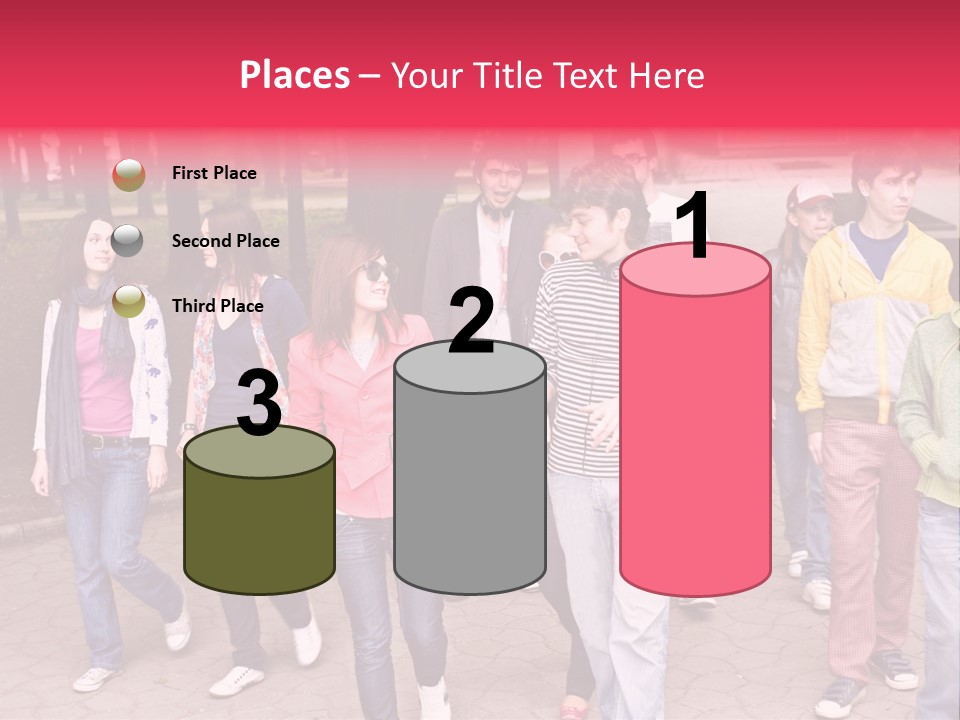 Group Of People In City. Outdoor. PowerPoint Template