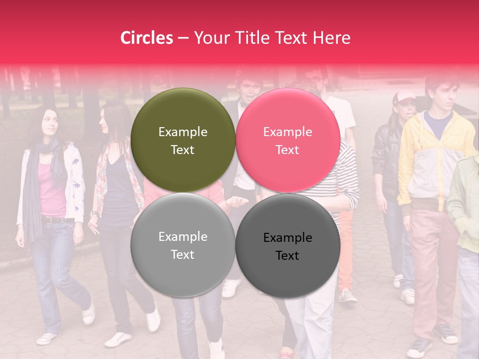 Group Of People In City. Outdoor. PowerPoint Template