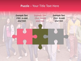 Group Of People In City. Outdoor. PowerPoint Template