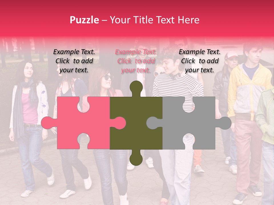 Group Of People In City. Outdoor. PowerPoint Template