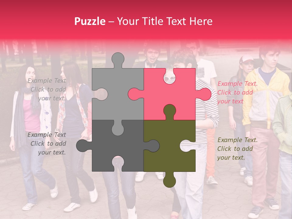 Group Of People In City. Outdoor. PowerPoint Template
