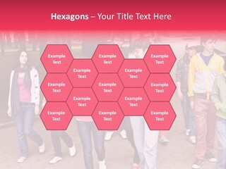Group Of People In City. Outdoor. PowerPoint Template