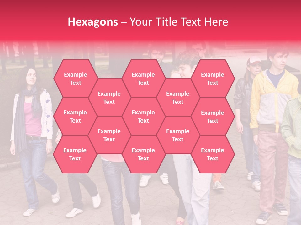 Group Of People In City. Outdoor. PowerPoint Template