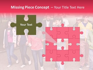 Group Of People In City. Outdoor. PowerPoint Template