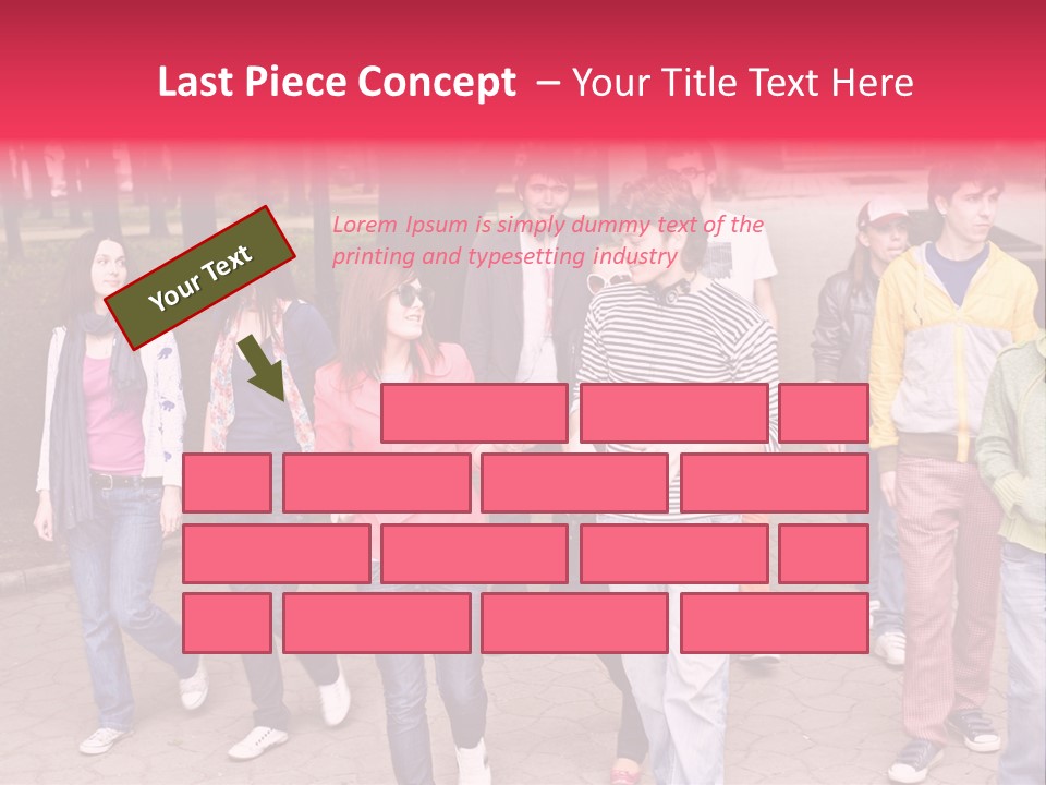 Group Of People In City. Outdoor. PowerPoint Template