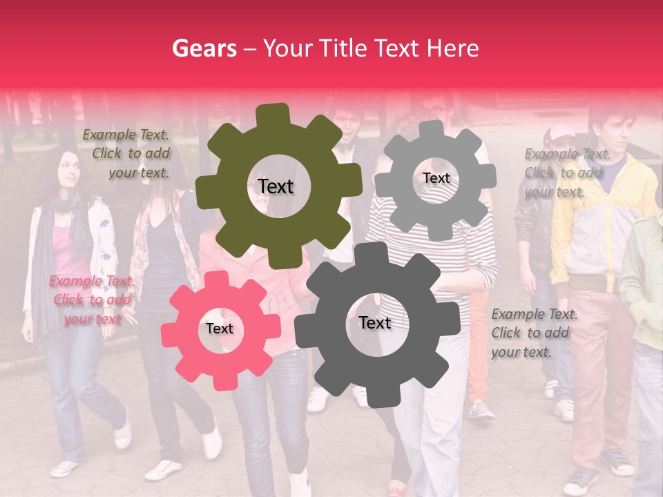 Group Of People In City. Outdoor. PowerPoint Template