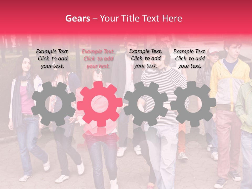 Group Of People In City. Outdoor. PowerPoint Template