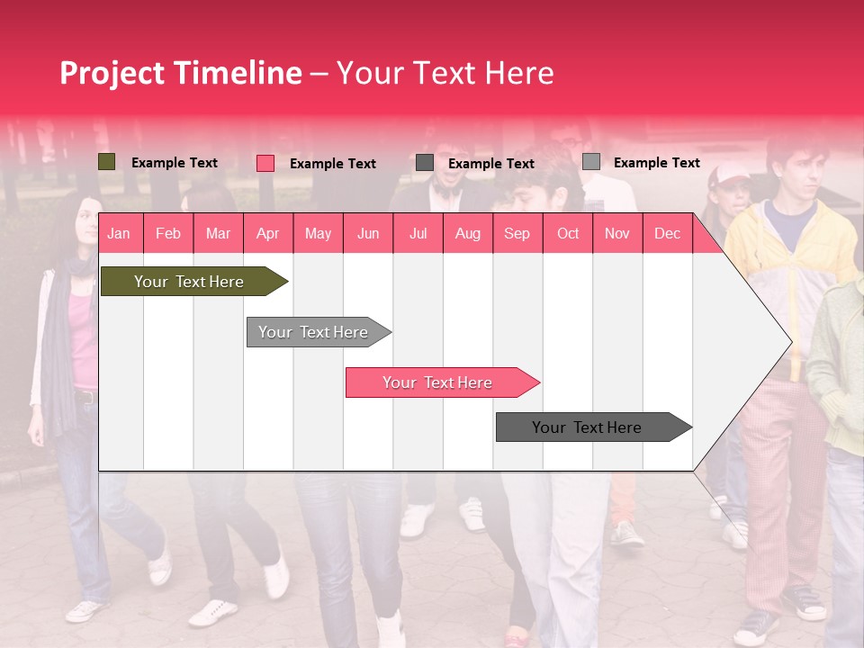 Group Of People In City. Outdoor. PowerPoint Template