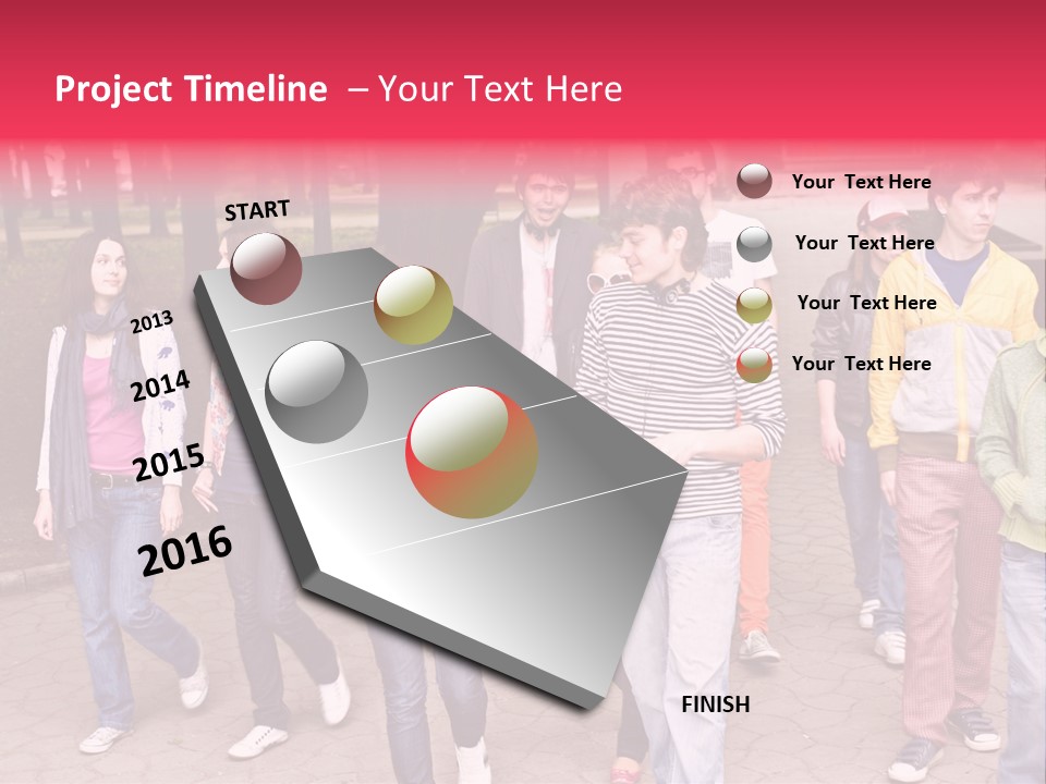 Group Of People In City. Outdoor. PowerPoint Template