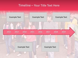 Group Of People In City. Outdoor. PowerPoint Template