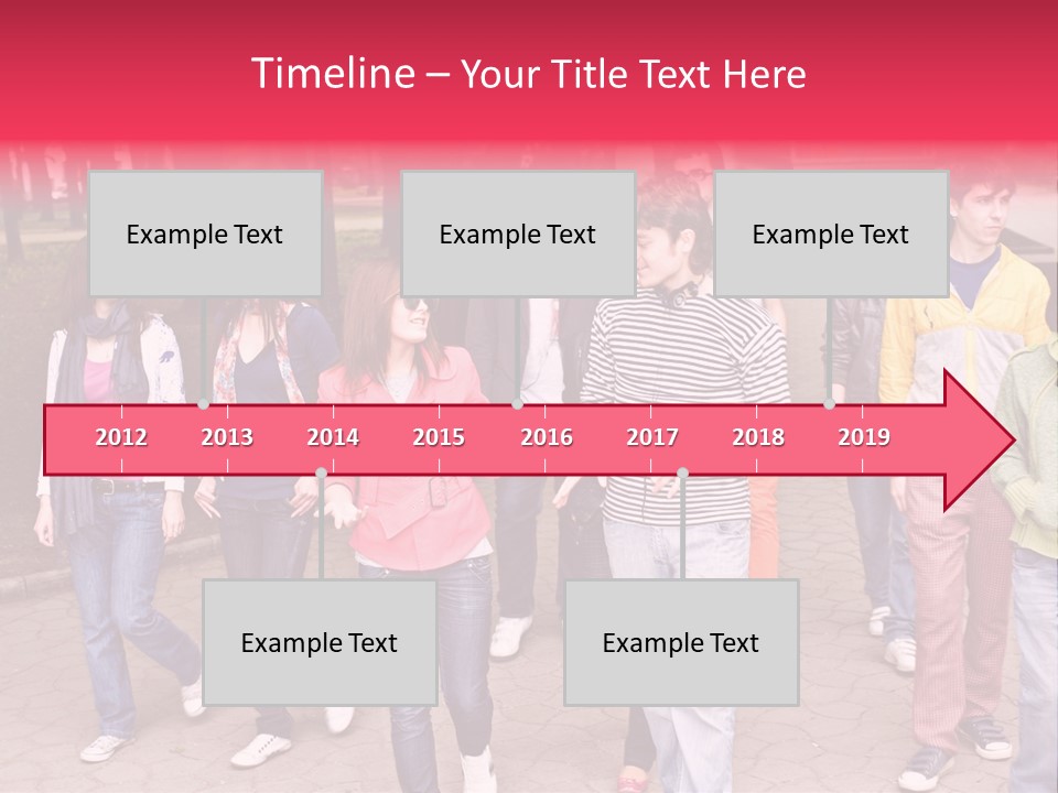 Group Of People In City. Outdoor. PowerPoint Template