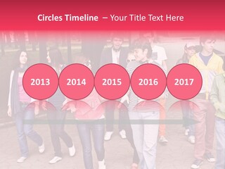 Group Of People In City. Outdoor. PowerPoint Template