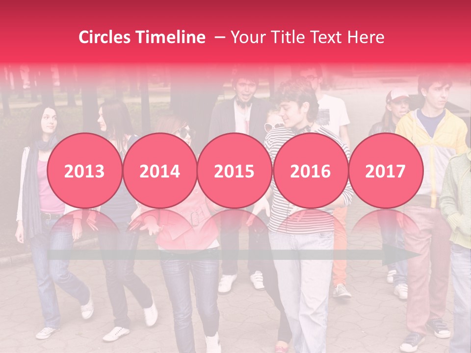 Group Of People In City. Outdoor. PowerPoint Template